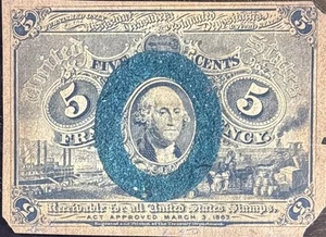 5 Cent Fractional Currency 1863 - Picture 1 of 2