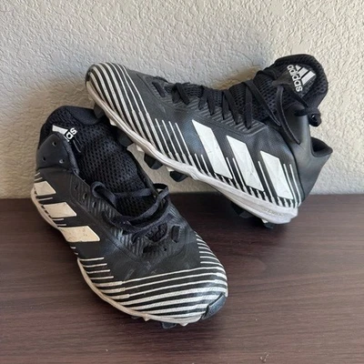 Botines de fútbol Adidas negros blancos a rayas zapatos deportivos Foto 1 de 4