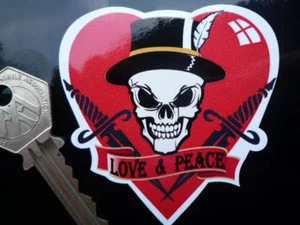 LOVE & PEACE Calavera Riendo Hot Rod Pegatina Coche Clásico - Imagen 1 de 1
