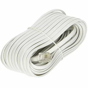 1 X 25 Feet RJ11 4C Modular Telephone Extension Phone Cord Cable Line Wire White - Zdjęcie 1 z 1