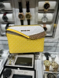Michael Kors Medium Dome Crossbody Shoulder Handbag Purse Bag-Daisy Yellow Multi - Picture 1 of 12