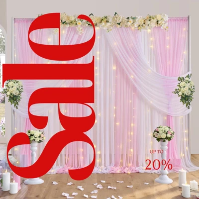 2 PANELS Chiffon Backdrop Curtains Drapes Sheer Chiffon Fabric Photography - Image 1 of 3