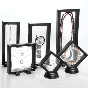 Display Floating Clear Jewelry Medal Stand Case Frame Gemstone 3D 1/5/10Pcs - Picture 1 of 17
