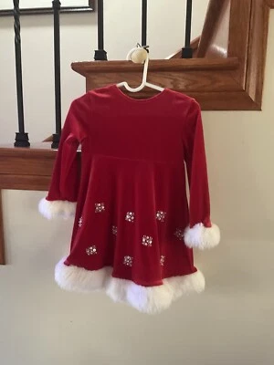 Bonnie Baby Girls Christmas Santa Dress Red Pink Velvet 24 Months * - Image 1 of 3