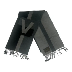 * LOUIS VUITTON LV Scarf Muffler Wool Cashmere Black and Grey - Picture 1 of 6