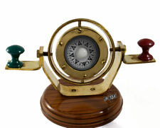 Nautical Binnacle Ship Compass Wooden Base Gift For Marine, Sailor Deck Decor Ne