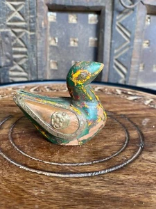 Antigua estatuilla de pato artesanal rara de Rajasthan miniatura de latón ajustada - Imagen 1 de 9