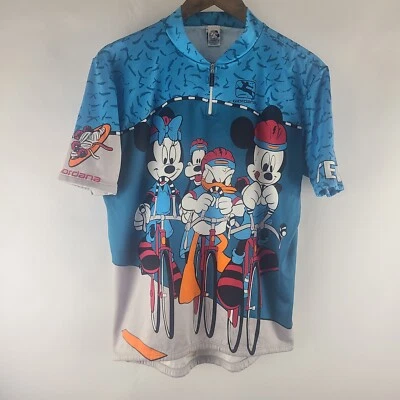 Camiseta deportiva de ciclismo Giordana Disney estampado completo vintage años 80 90 leer Foto 1 de 4