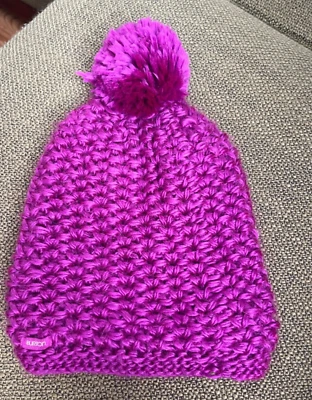 Burton Guess Again Gorro Semilla de Uva Púrpura Pom Pom O/S ¡Lindo! Slouch Foto 1 de 4