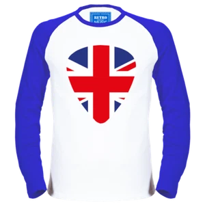Herren Union Jack Plektrum Langarm Baseball Mod T-Shirt Vespa Weller Jam - Bild 1 von 2