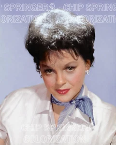 JUDY GARLAND con una bufanda azul | Hermosa FOTO A COLOR 8x10 por CHIP SPRINGER - Imagen 1 de 1