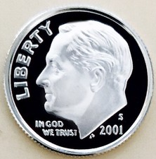 2001 S**SILVER**PROOF ROOSEVELT! SUPERB GEM FULL TORCH! ULTRA RARE DCAM#M398_87