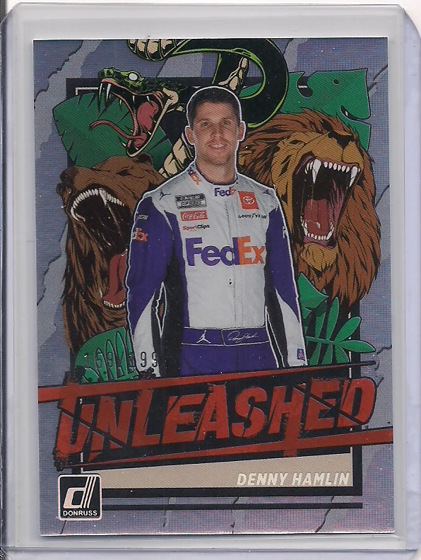 2023 Donruss #U6 Denny Hamlin Unleashed Holo 159/199 - Image 1 of 1
