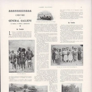 L'oeuvre du Général Gallieni - Soudan Tonkin Madagascar - Article de presse 1899 - Foto 1 di 2