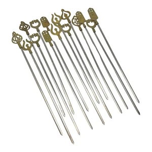 Juego de 15 piezas de pavo brochetas para asar kebab barbacoa vintage puntas de latón inoxidable - Imagen 1 de 13