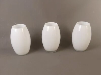 Set 3 Kaheku Blumen Vasen Glas Weiss Milchglas H 18 D 11 cm - Bild 1 von 4