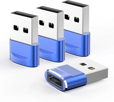 USB C Female to USB Male Adapter Type C to USB USB-C to A Converter- 4Pk, Blue - Image 1 of 4