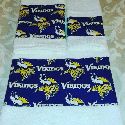 Minnesota Vikings 3 Piece Bath Towel Set Handmade GREAT GIFT!!!! Cover