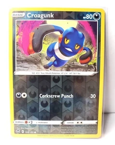 Pokémon TCG - CROAGUNK - 109/195 - REVERSE HOLO - SILVER TEMPEST (2022) - NM+ - Picture 1 of 1