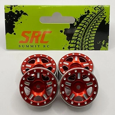 Llantas rojas Beadlock de aluminio de 1,0" llantas de 5 estrellas axiales SCX24 TrX4M FCX24 Foto 1 de 4