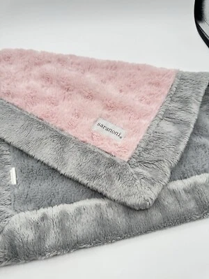 Детское одеяло Saranoni Lovey Security 15 x 20 дюймов серое и розовое мягкое плюшевое - Изображение 1 из 4