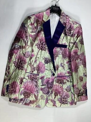 Chaqueta de Esmoquin Para Hombres San Patricio Azul Marino Lavanda Floral Ropa Formal NUEVA Foto 1 de 4