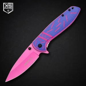 7.5" Fantasy Spring Assisted Open Folding POCKET Knife Purple Sprinkles Handle - Picture 1 of 5