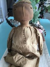 Primitive Angel Doll Coffee Stained. Feather Wings 23”