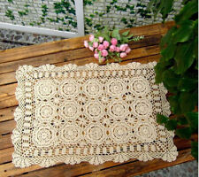 Vintage Cotton Hand Crochet Lace Table Runner Doilies Rectangle Dresser Scarf