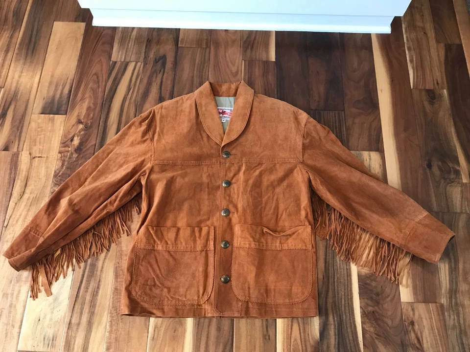 Chaqueta de Colección 1997 Estados Unidos Postal Pony Express Gamuza Cuero Flecos Mediana Foto 1 de 4