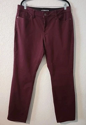 Pantalones ajustados clásicos para mujer Liz Claiborne talla 14 borgoña granate elástico denim Foto 1 de 4
