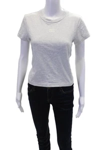 Alexander Wang Womens Short Sleeve Cropped Logo Baby Tee Gray Size S - Picture 1 of 5