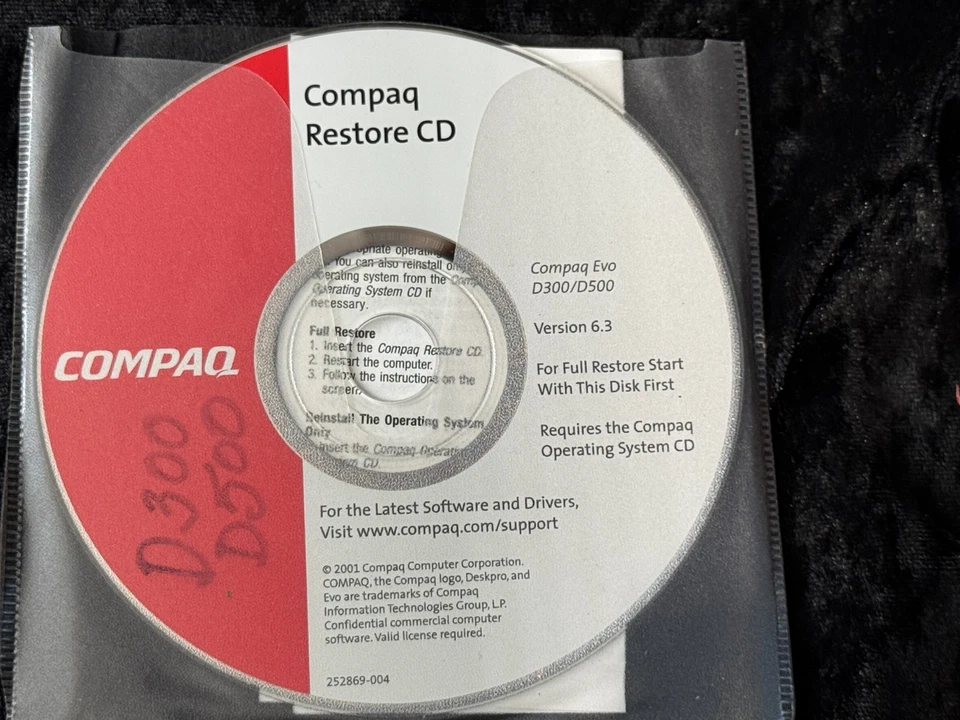 Compaq  Evo D300/D500 Version 6.3 Restore CD - Image 1 of 1