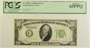 $10.00 1928 B Federal Reserve Note PCGS Gem-65 PPQ Fr 2002-G #G32107810A - Picture 1 of 2