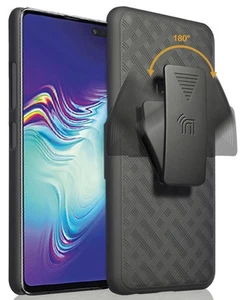 Noir Étui Béquille Housse + Ceinture de pour Samsung Galaxy S10 5G SM-G977 - Photo 1 sur 10