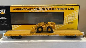 MTH Premier Caterpillar 140820 & 140824 Flat Cars w/ CAT 966A Traxcavator NIB - Picture 1 of 24