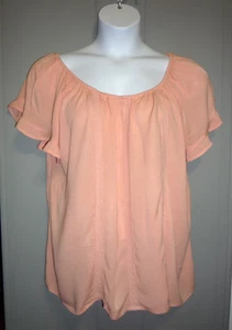 Top/Blusa Boho Albaricoque Torrid Talla 1 (14/16) Manga Corta Volantes 100% Rayón - Imagen 1 de 4