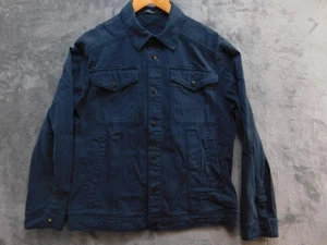Michael Stars Jacket Womens Large Navy Blue Stretch Twill Trucker Snap Front - Picture 1 of 16