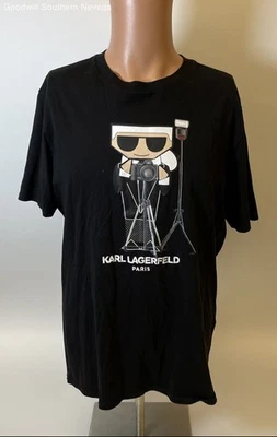Karl Lagerfeld Men's Black Graphic T- Shirt - Size Medium - Image 1 of 4