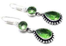 925 Sterling Silver Green Amethyst Gemstone Handmade Jewelry Earring S-1.50''
