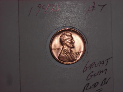 wheat penny 1947S SHARP GEM RED BU 1947-S LOT #7 LINCOLN CENT UNC RED LUSTER Cover
