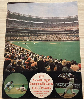 RARE 1972 REDS VS PIRATES NLCS PLAYOFF PROGRAM CLEMENTE BENCH ROSE UNSCORED - Image 1 of 4