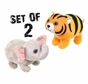 (2er Set) 8 Zoll Elefant & orangefarbener Tiger Blase Haustier Plüschtier Stofftier Spielzeug    - Bild 1 von 3