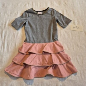 Hanna Andersson girls size 130 or 8 gray, gold and light pink short sleeve VGUC - Picture 1 of 5