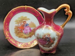 Vintage Limoges Kanne & Teller Paar mit Ständer - Fragonard - Sammler Nachlass - Bild 1 von 8