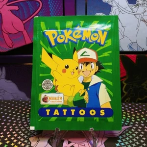 Pokemon Topps Merlin 1999 Tattoos Booster Pack Factory Sealed Vintage with Bonus - Picture 1 of 2