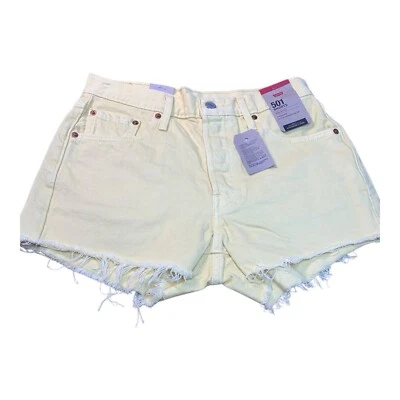 Levi's NWT 27 Junior yellow 501 High Rise Raw Hem Shorts #1804D - Image 1 of 4