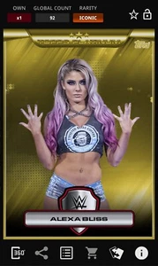 Topps WWE Slam 2020 Alexa Bliss Platinum Gold Base 92cc Iconic DIGITAL - Picture 1 of 2