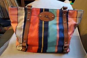 Franko Sarto Schultertasche gestreift Satin, Ledergriff - Bild 1 von 16