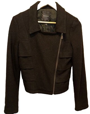 Mac & Jac Womens Wool Blend Full Asymmetrical Lined Cropped Jacket Black S - Image 1 of 4